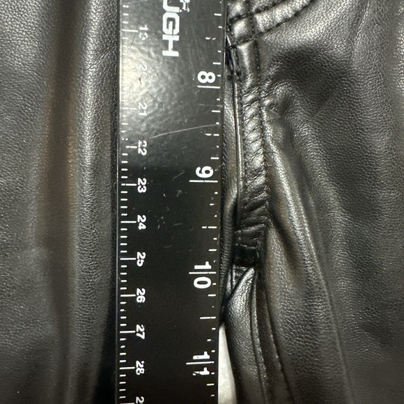 Abercrombie & Fitch Criss Cross 90s Straight High Rise Vegan Leather Black Pants - Picture 11 of 13